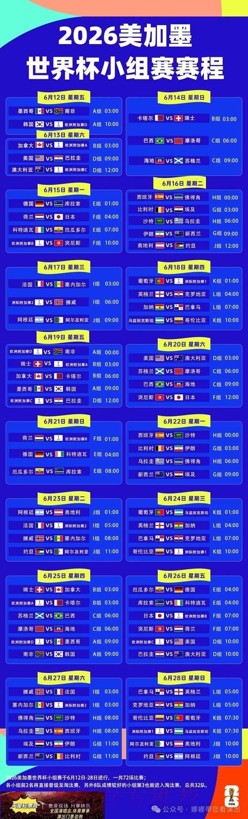 2026世界杯赛程详细安排最新时间表在哪里看